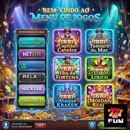 Ilustração de Explore os Slots e Games da 777fun com Pagamentos Rápidos